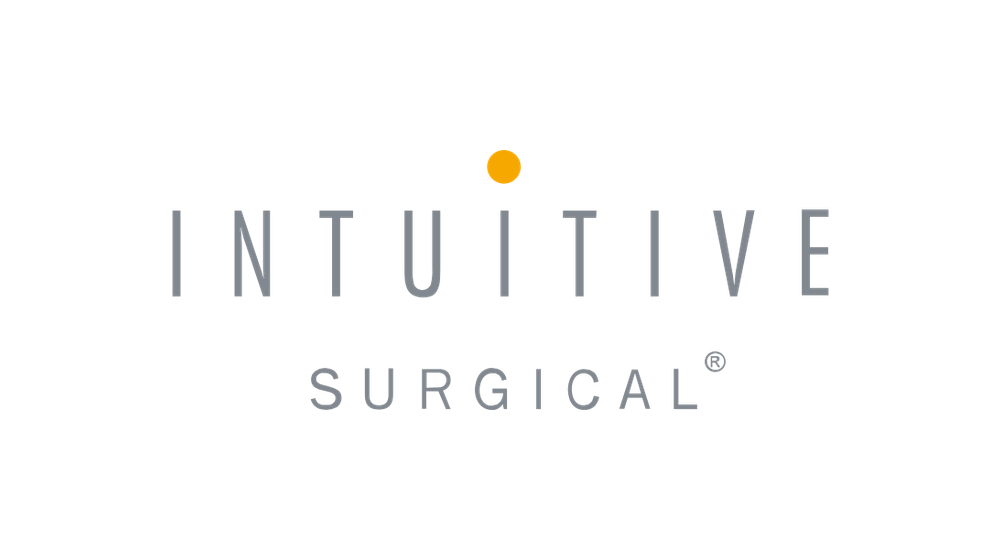 Intuitive Surgical gray wordmark with gold dot