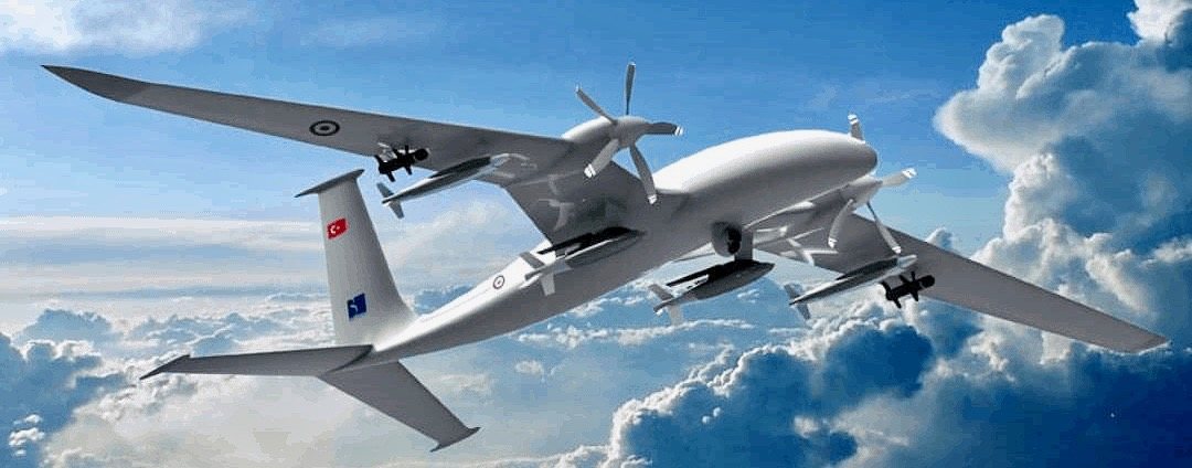 Bayraktar Akıncı uncrewed combat aerial vehicle in side profile