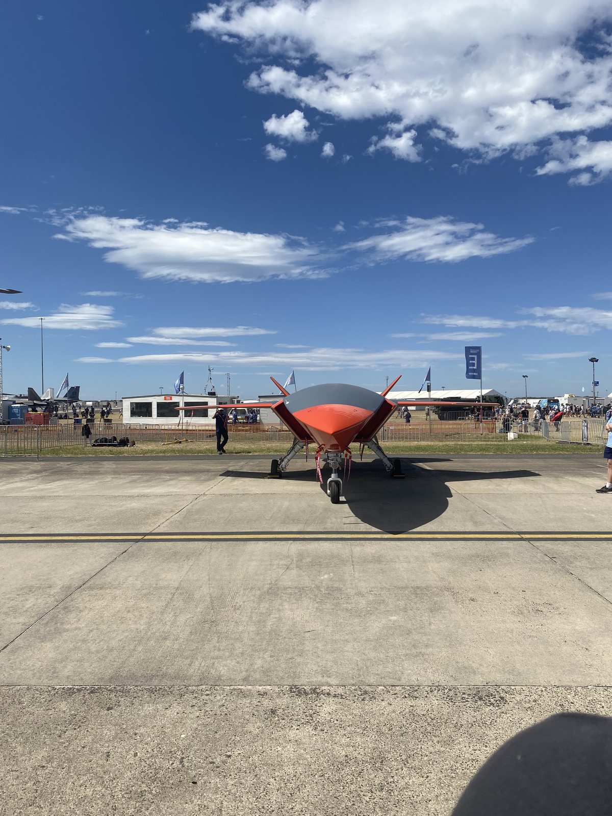Boeing MQ-28 Ghost Bat uncrewed aircraft on display at the 2023 Avalon Airshow