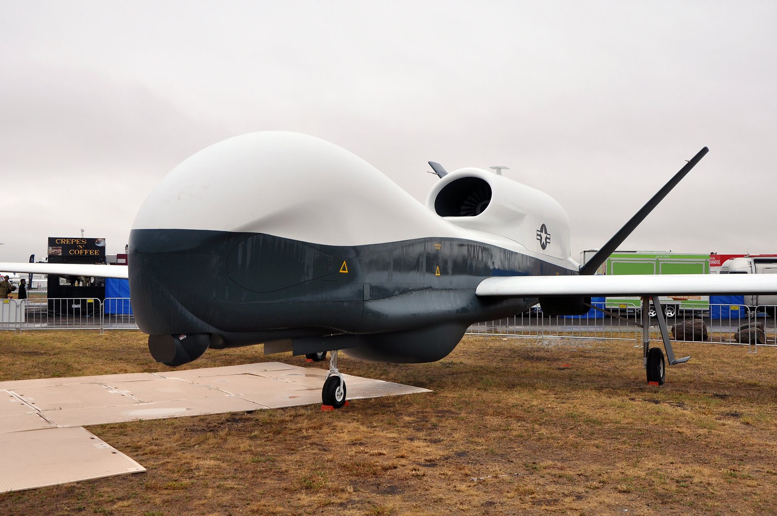 Northrop Grumman MQ-4C Triton high-altitude surveillance aircraft on display
