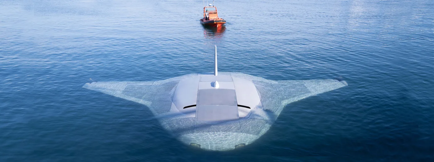 Northrop Grumman Manta Ray uncrewed underwater vehicle at sea