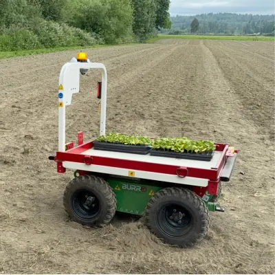 Exact Burro robot pictured in a county-hosted agricultural technology program image.