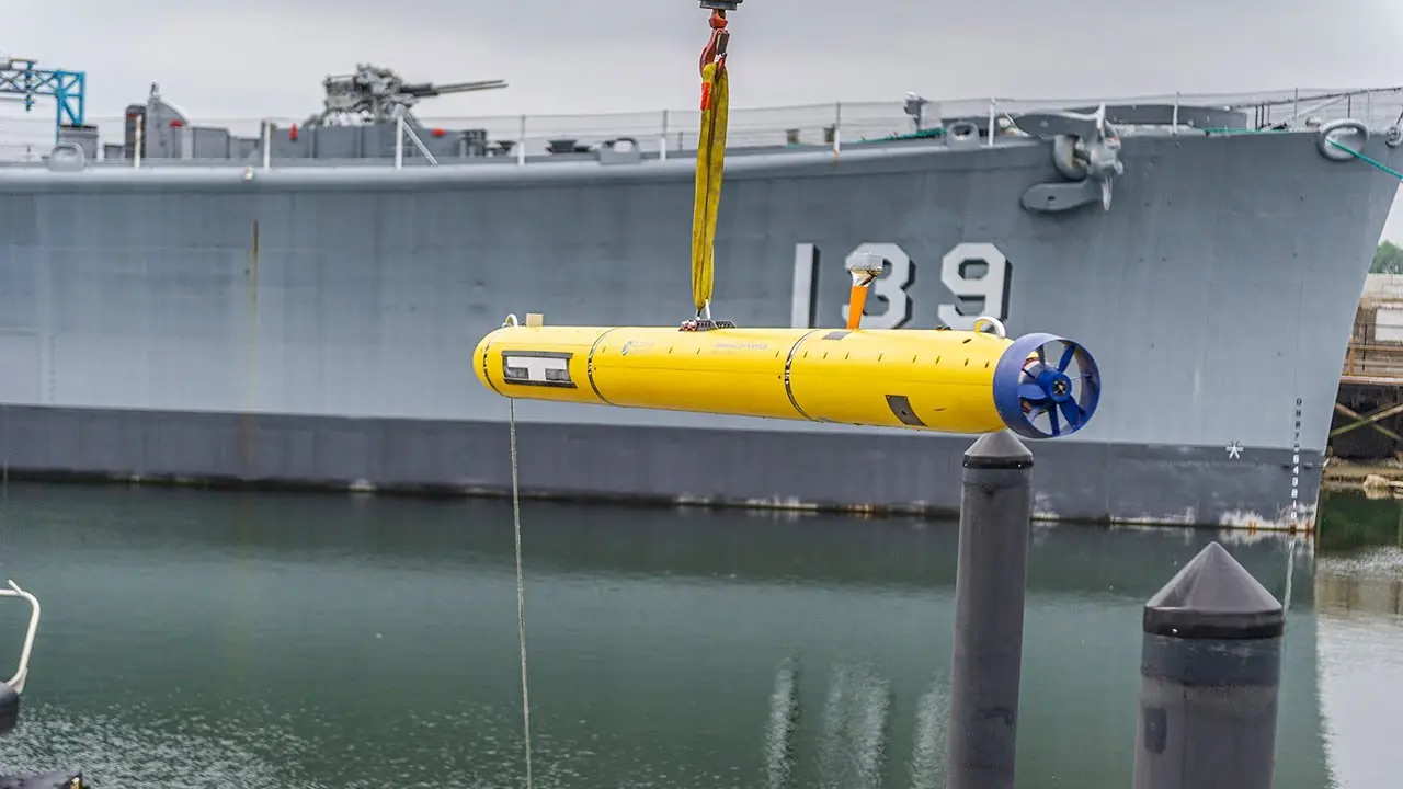 Official product-video thumbnail showing the redesigned Bluefin-12 UUV.