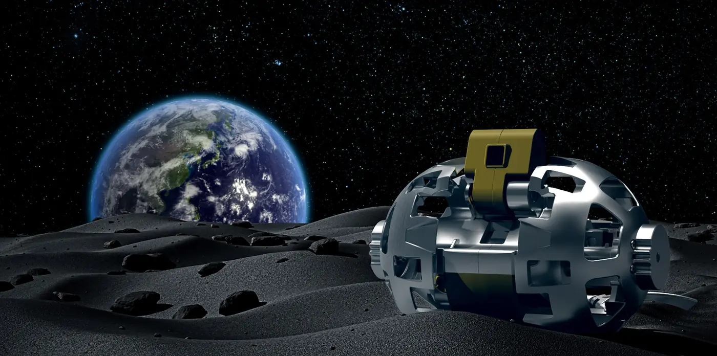 Official SORA-Q product image showing the transformable lunar robot.