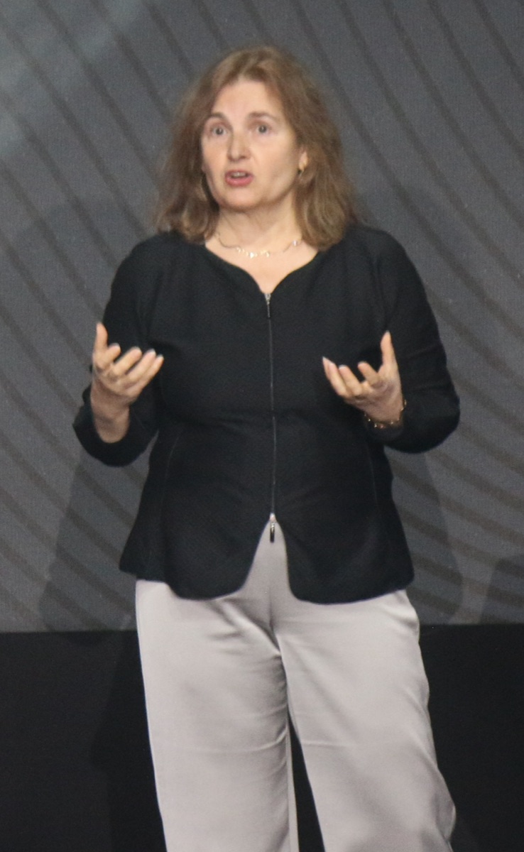 Roboticist Daniela Rus speaking onstage at the 2025 UN AI for Good Summit